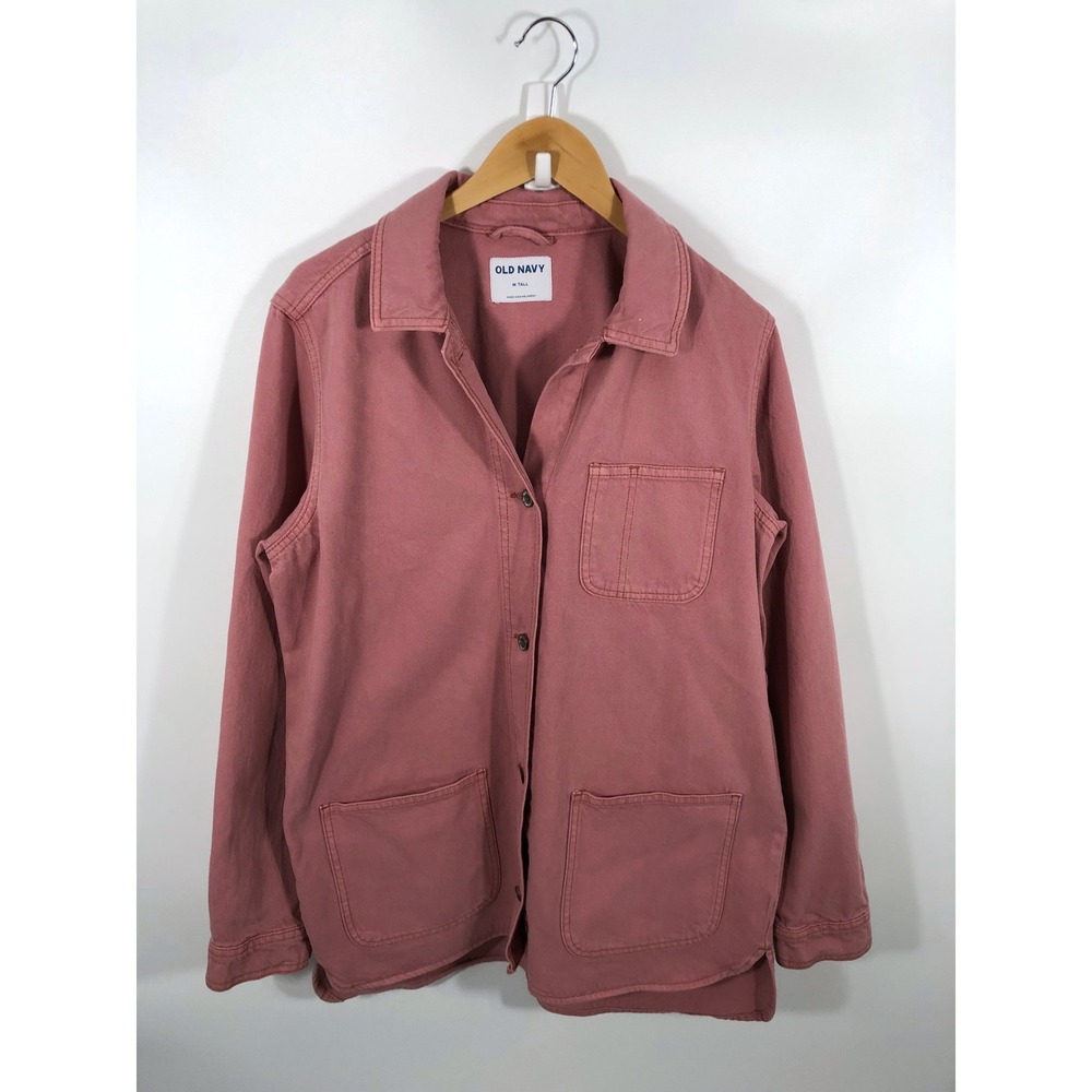 Old Navy Barn Shacket Chore Coat Womens M Tall Pink Outdoor Country Workwear